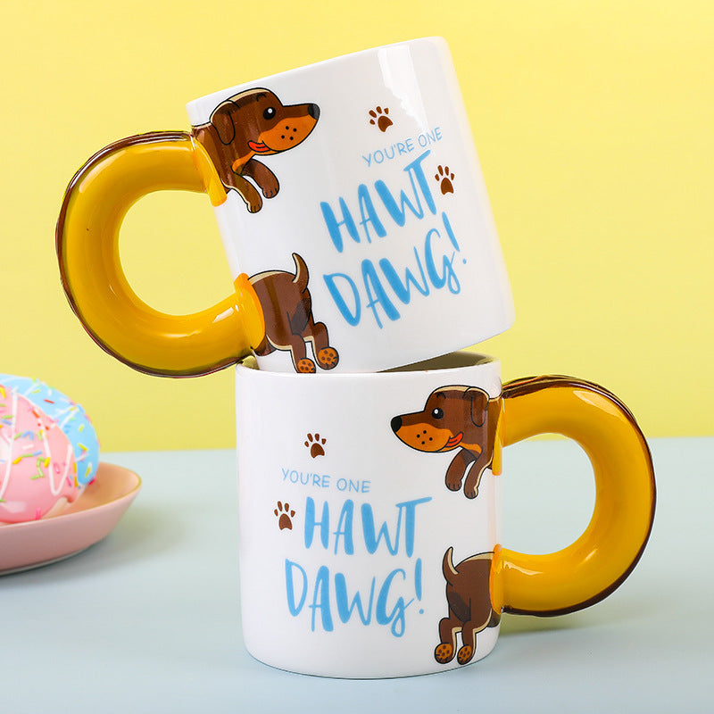 Cute Cartoon Dachshund Dog Ceramic Mug
