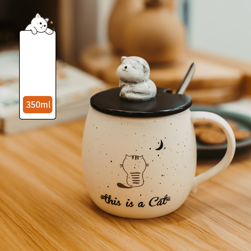 Cute Mark Ceramic Cat Cup Porcelain