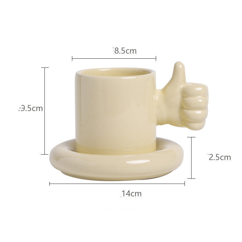 Thumbs Up Like Mug Coffee Cup Saucer