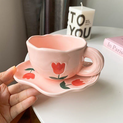 Creative Flower Ceramic Hand Coffee Cup Set