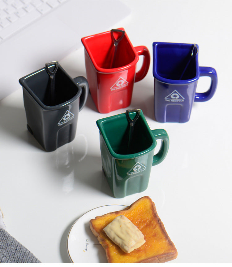 Square Trash Can Ceramic Mug