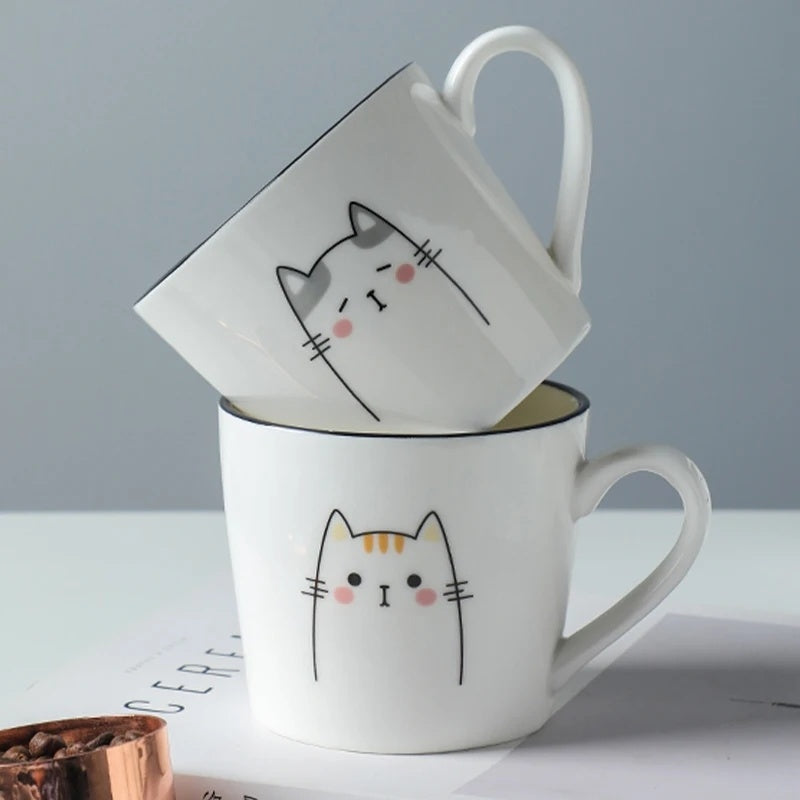 Coffee Cup Cartoon Cat Pattern