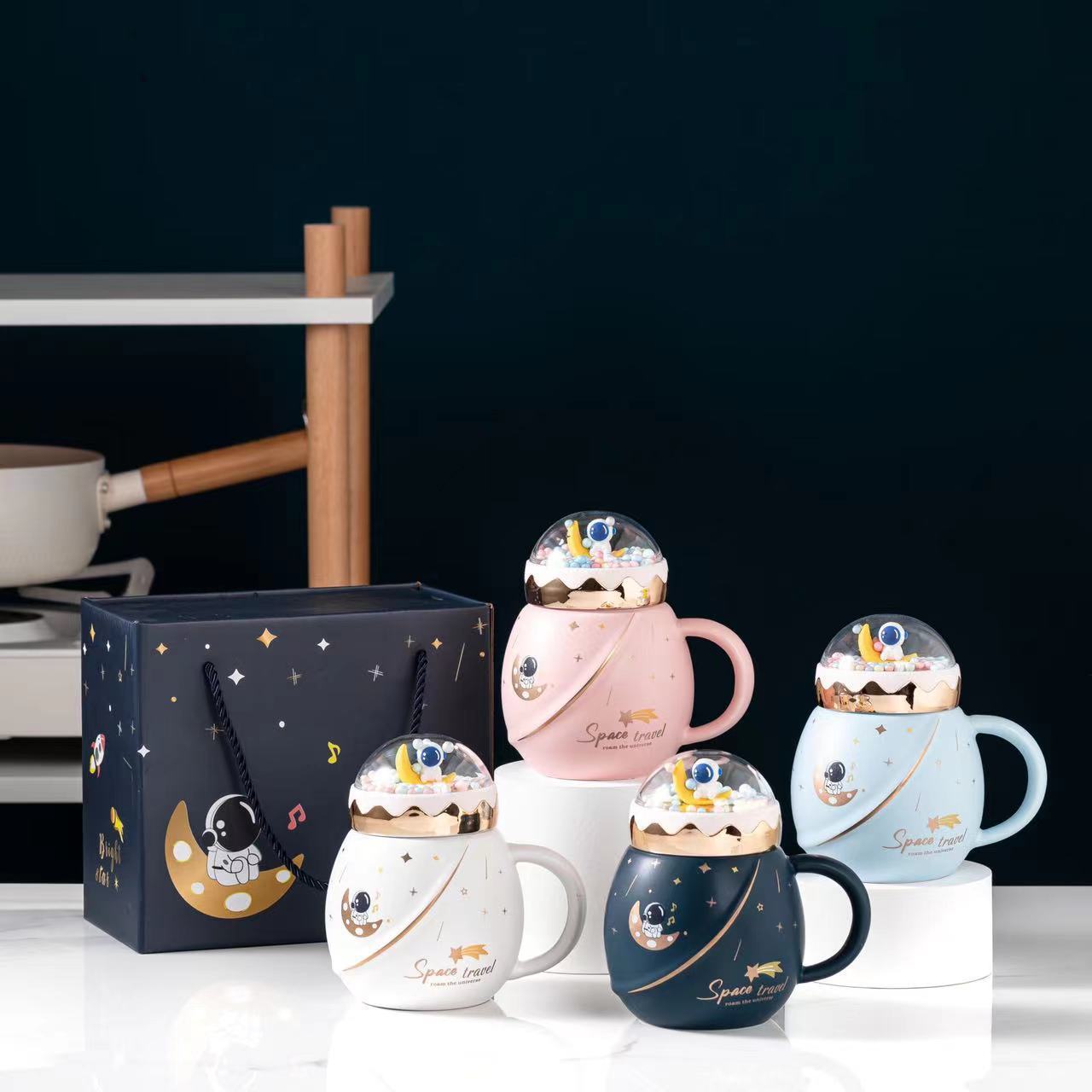 Cartoon Astronaut Planet Mug