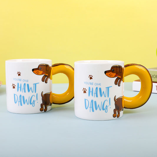 Cute Cartoon Dachshund Dog Ceramic Mug