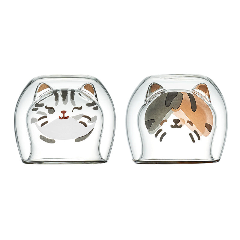 Cute Cartoon Glass Coffee Espresso Cat Shape