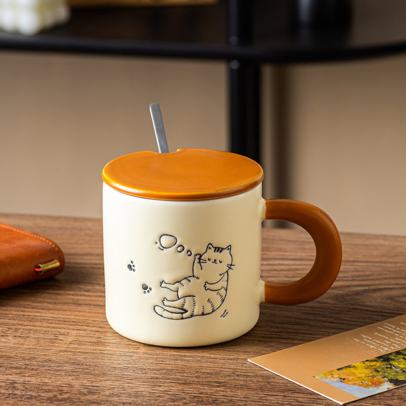 Hand Painted Cat Coffee Cute Mug