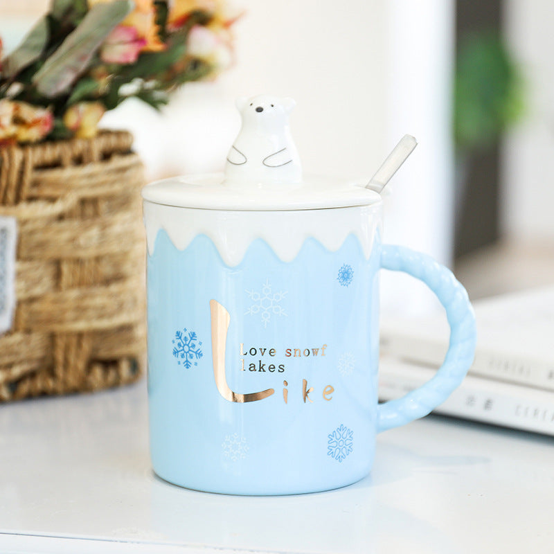 Cartoon Polar Bear Christmas Ceramic Mug
