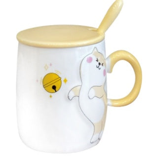 Cute Cartoon Shiba Inu Puppy Ceramic Cup with Lid