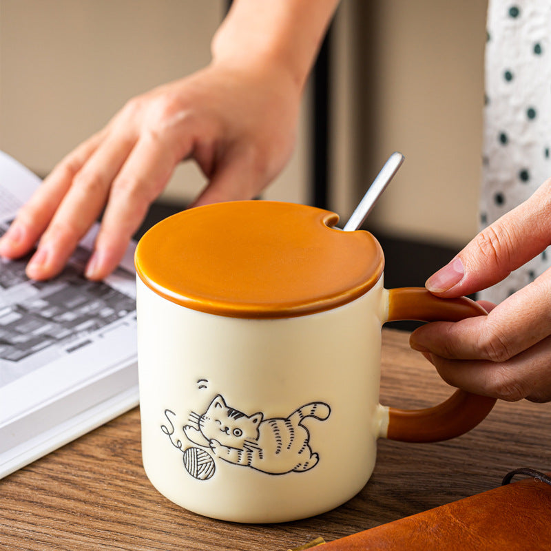 Hand Painted Cat Coffee Cute Mug