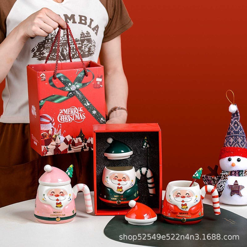 Santa Claus Cup Ceramic Mug Christmas Holiday Gift Hand-painted