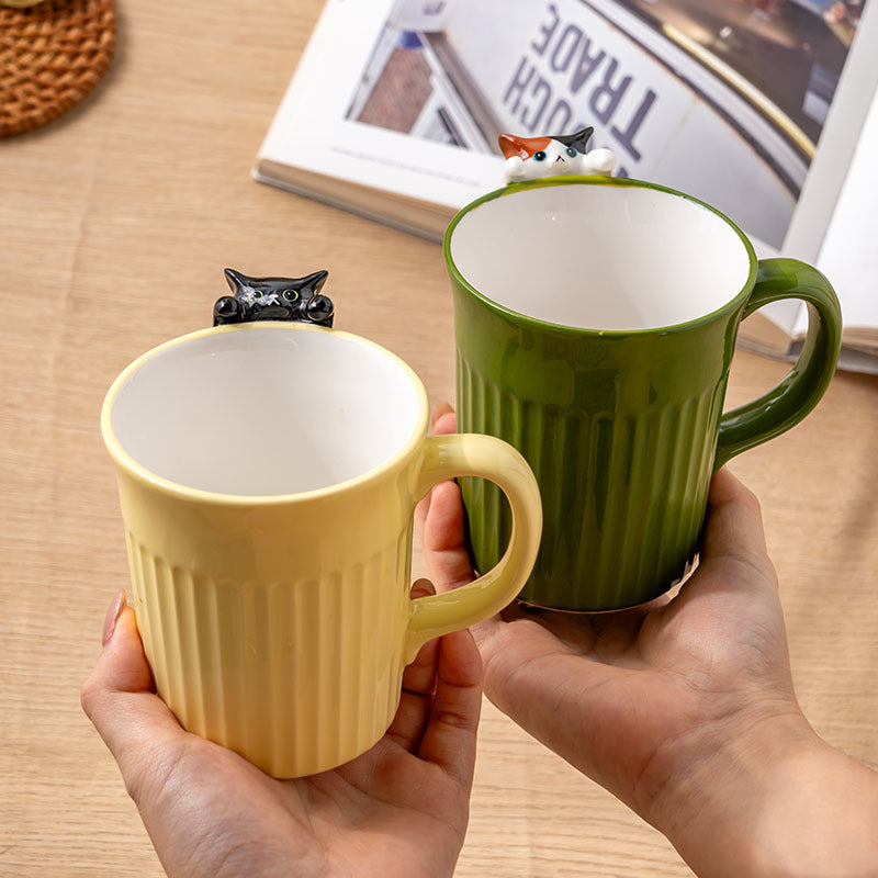 Cute Cartoon Cat Ceramic Cup Relief Cute