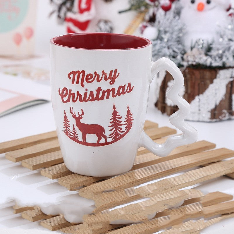 Cute Cartoon Snowman Santa Claus Ceramic Cup Christmas Mug