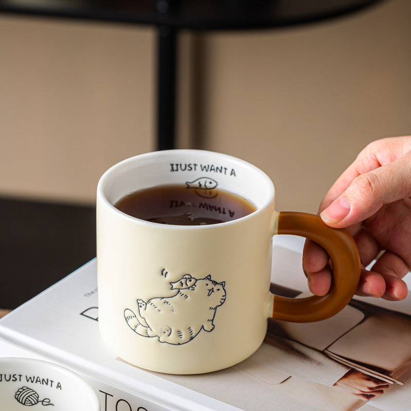 Hand Painted Cat Coffee Cute Mug