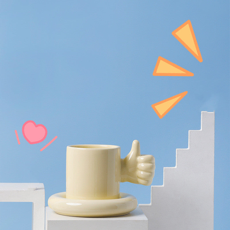 Thumbs Up Like Mug Coffee Cup Saucer