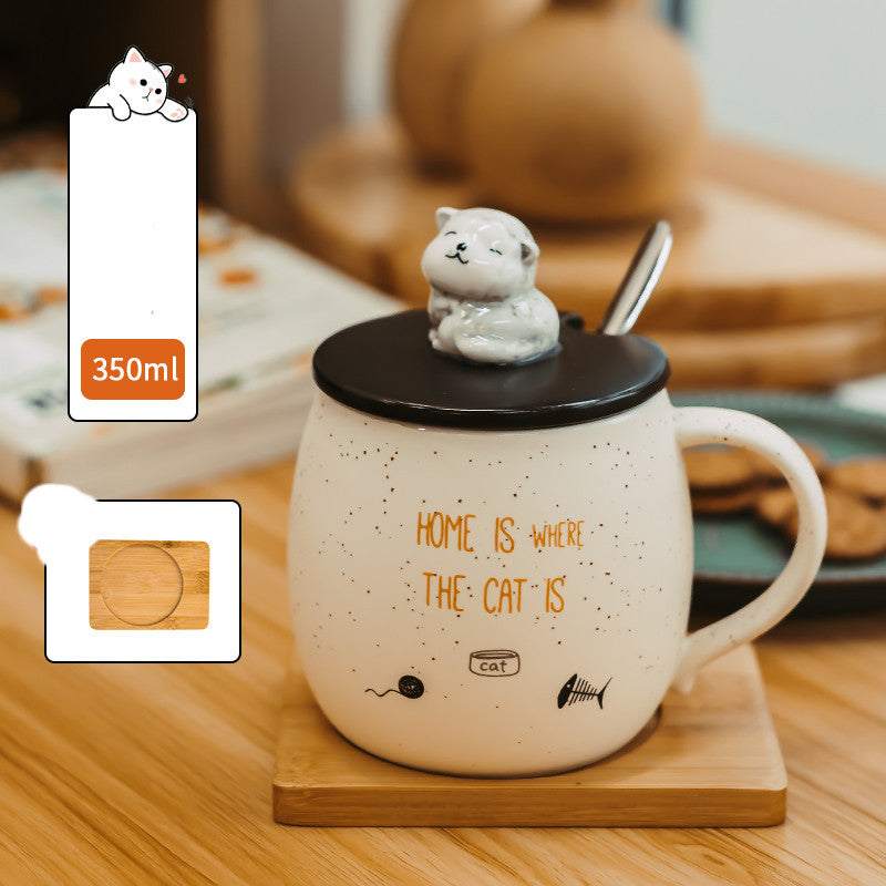Cute Mark Ceramic Cat Cup Porcelain