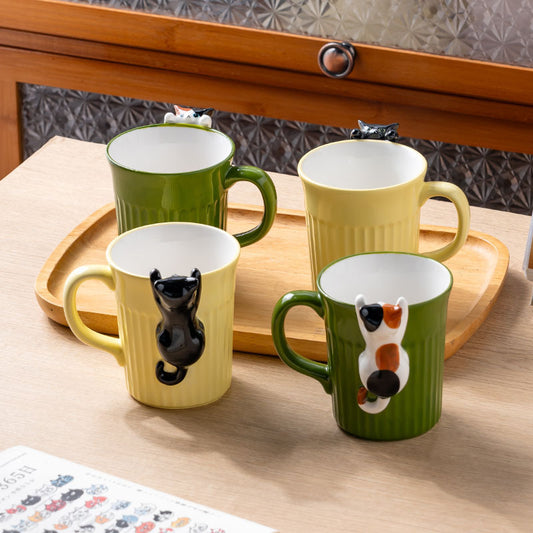 Cute Cartoon Cat Ceramic Cup Relief Cute