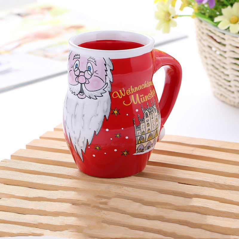Cute Cartoon Snowman Santa Claus Ceramic Cup Christmas Mug