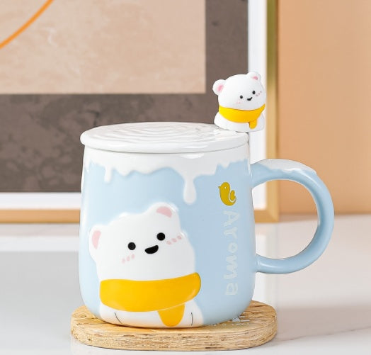 Creative Cute Cartoon Embossed Mug Ceramic