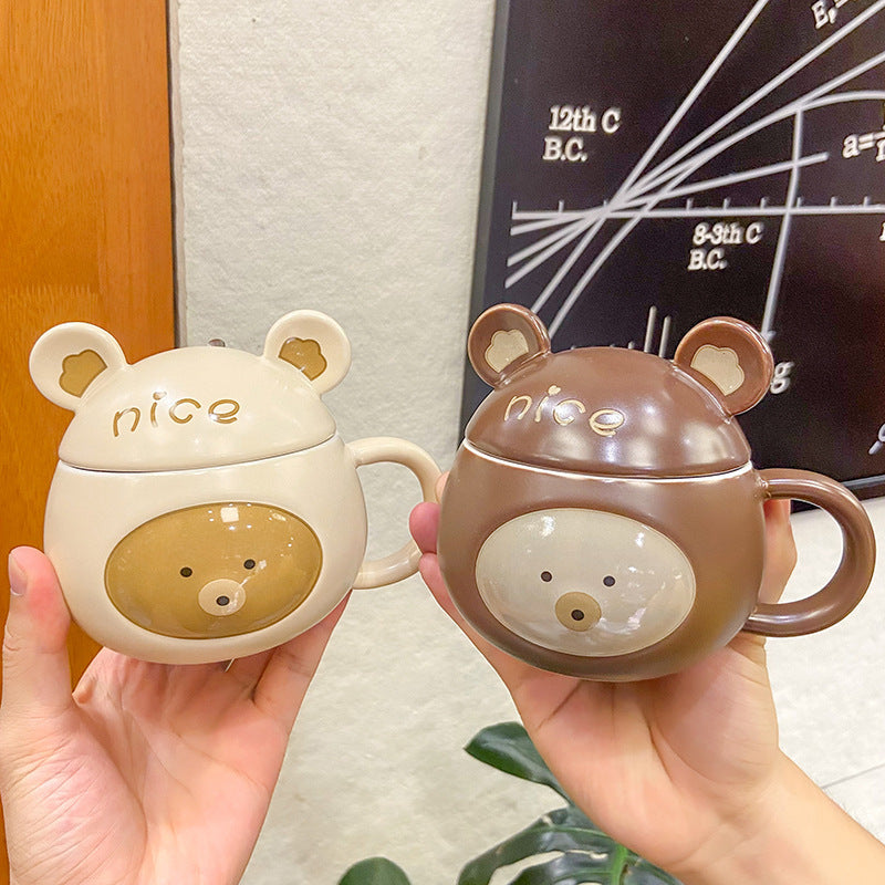 Creative Cartoon Embossed Bear Ceramic Mug