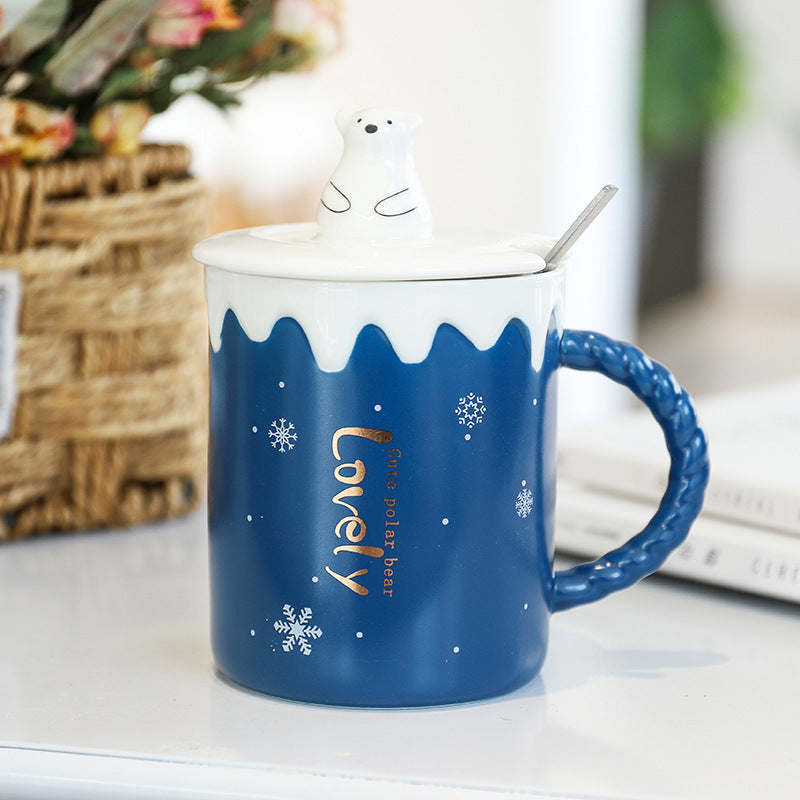 Cartoon Polar Bear Christmas Ceramic Mug