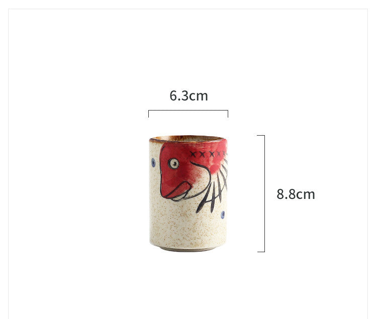 Underglaze Hand-painted Ceramic Drinking Fish Glass
