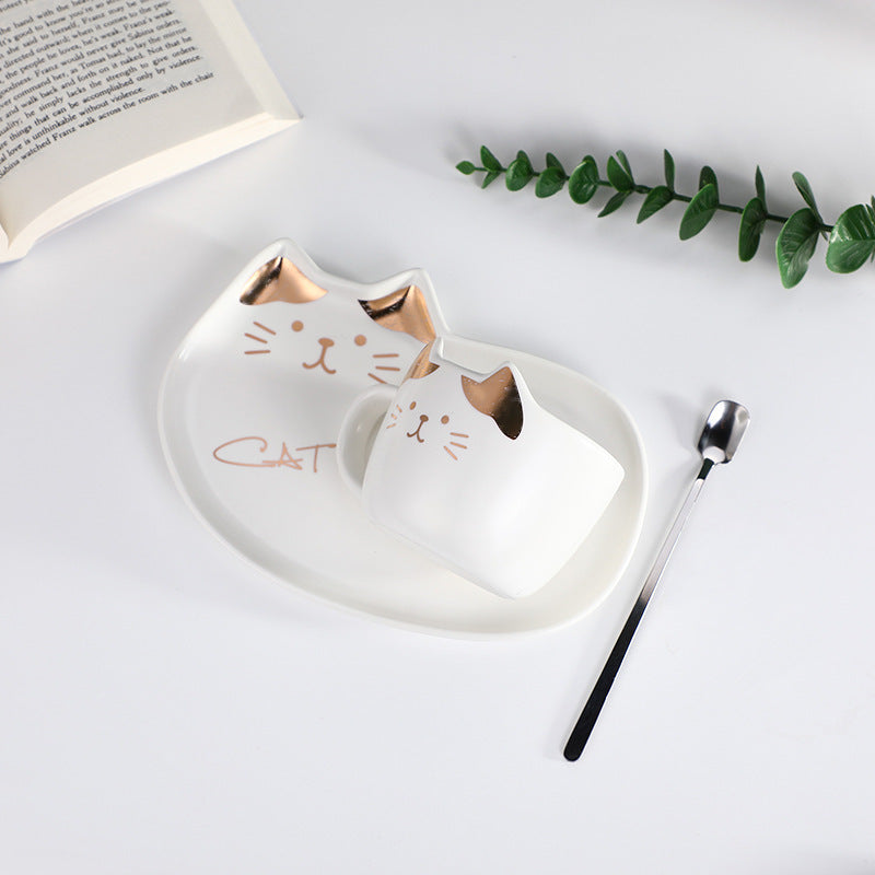 Cartoon Cat Cup And Dish Set