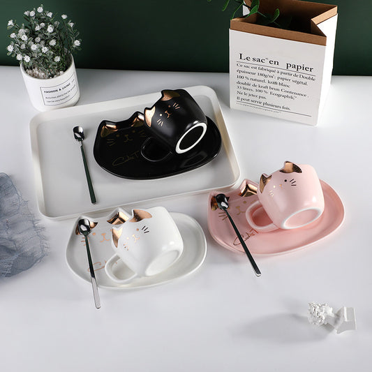 Cartoon Cat Cup And Dish Set