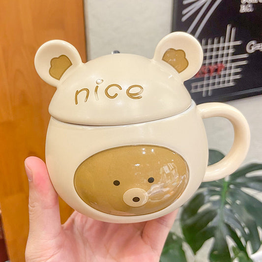 Creative Cartoon Embossed Bear Ceramic Mug