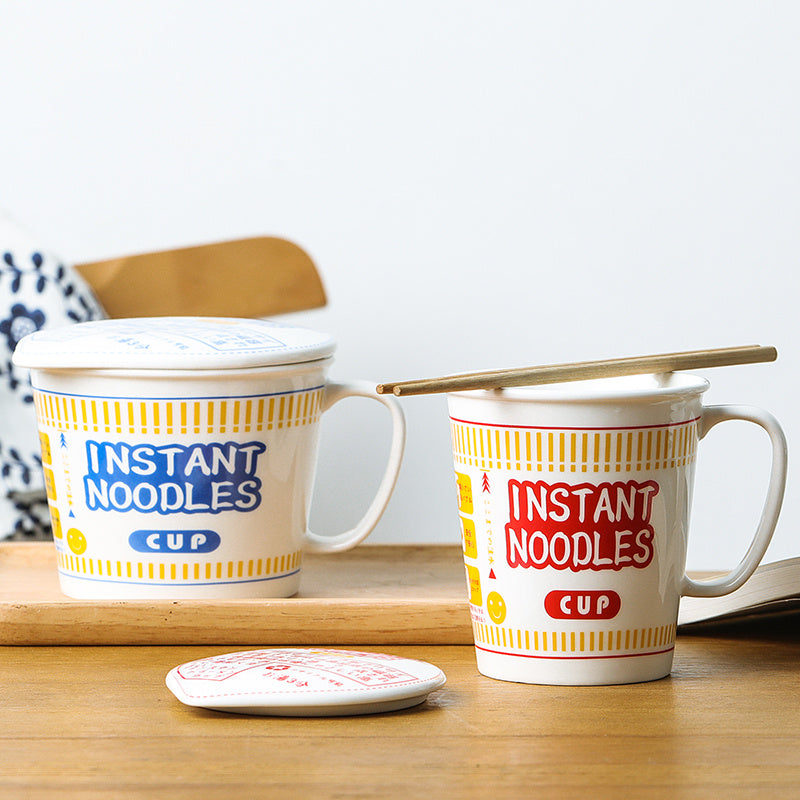 Household ceramic cup and bowl with lid