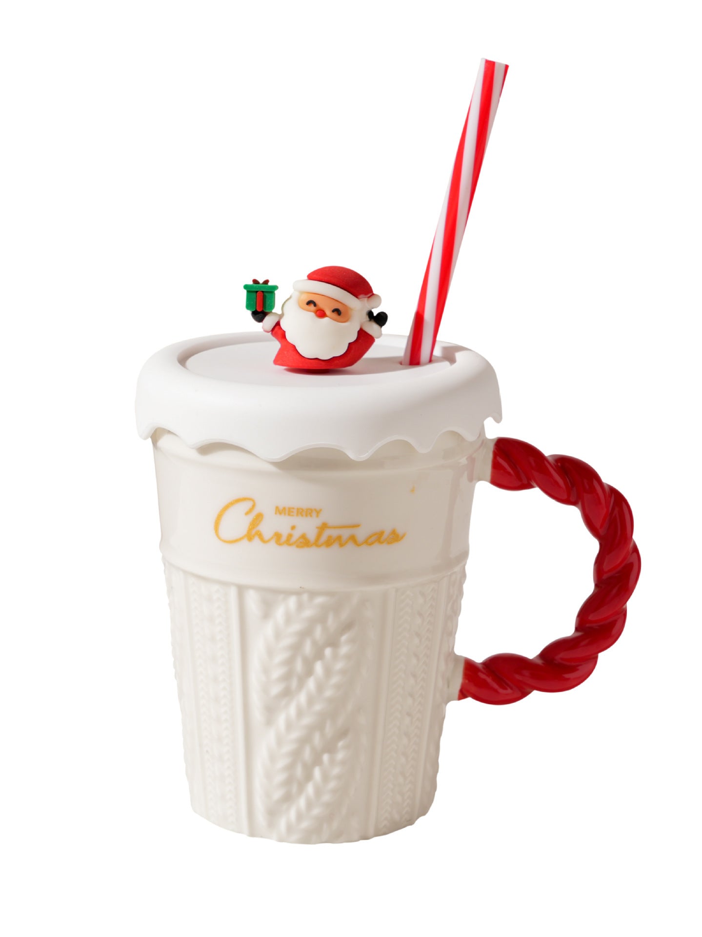 Christmas Tree Ceramic Mug with Straw