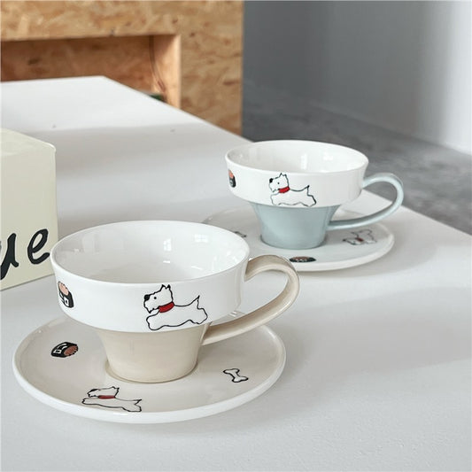 Embossed Puppy Cup And Saucer West Highland