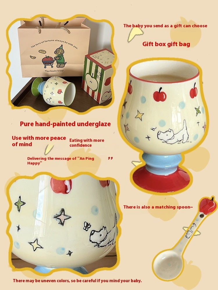 Underglaze Cute West High Dog Goblet Ceramic