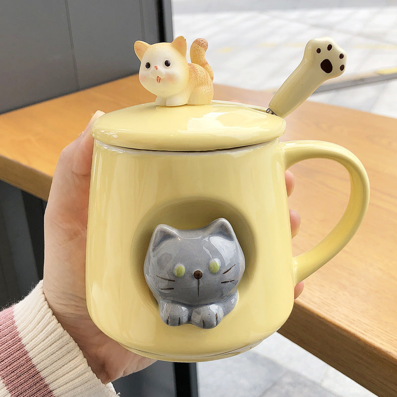 Men's And Women's Kitten Coffee Cups With Lids