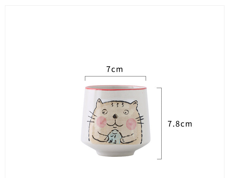 Underglaze Hand-painted Ceramic Drinking Cat Glass