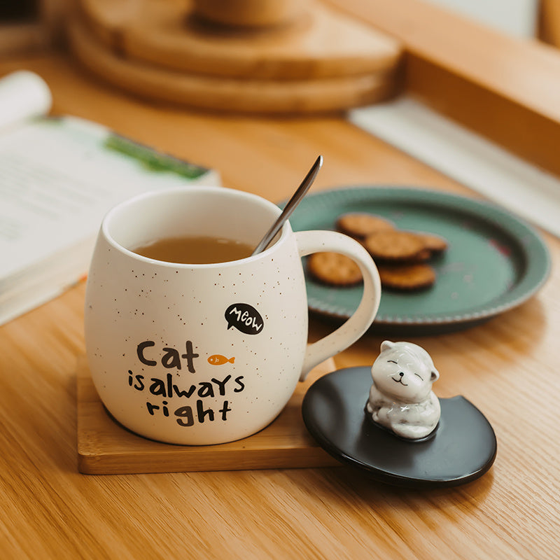Cute Mark Ceramic Cat Cup Porcelain