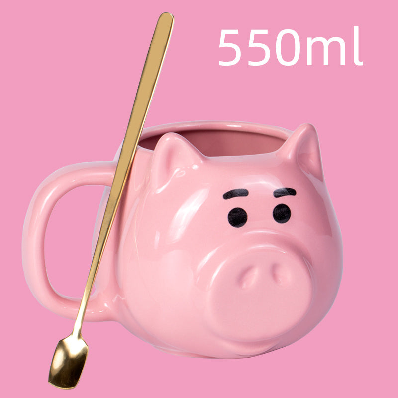 Cute Pig Ceramic Mug With Spoon
