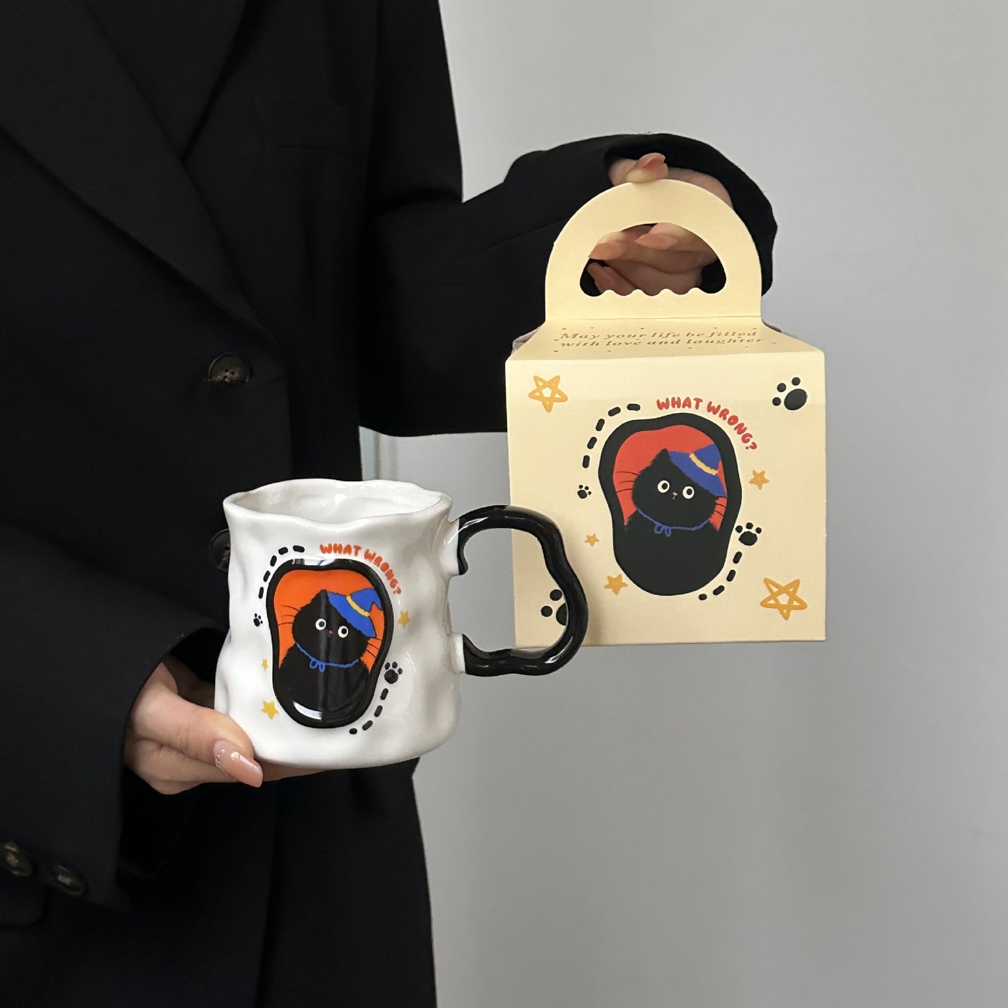 Ceramic Hand High Sense Cat Mug