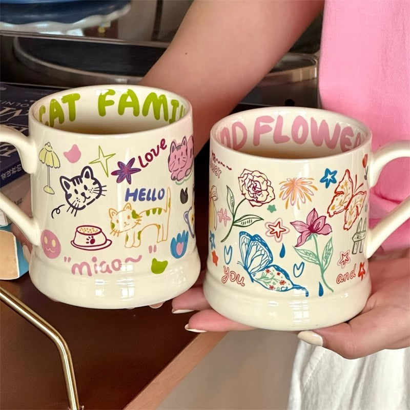 Good-looking Graffiti Flower Mug