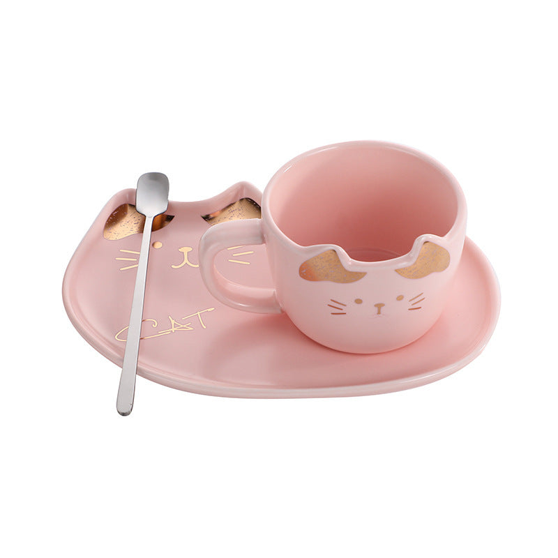 Cartoon Cat Cup And Dish Set