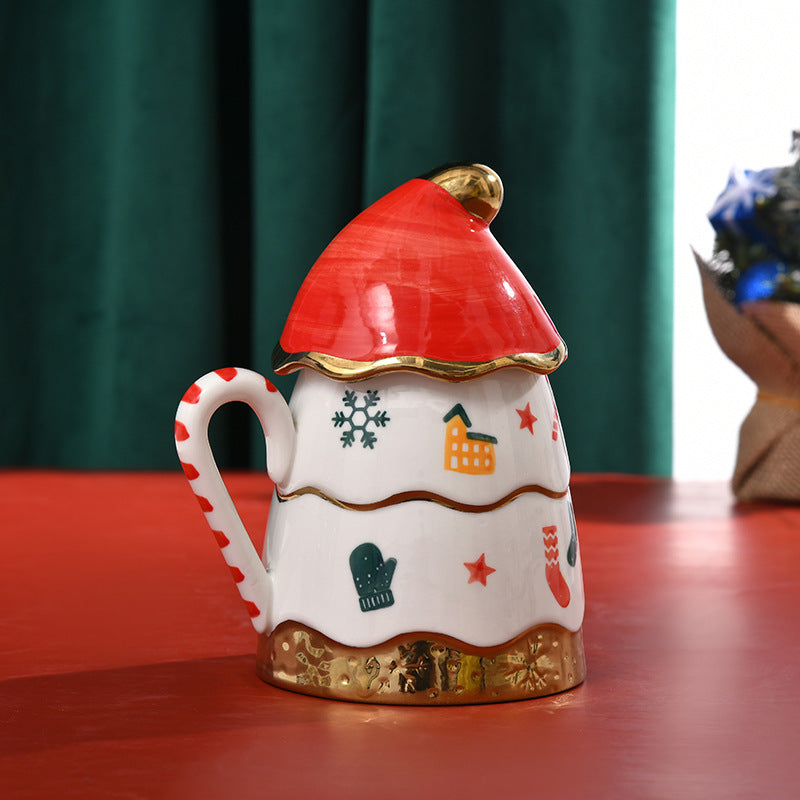 Korean Cute Ceramic Milk Mug With Lid