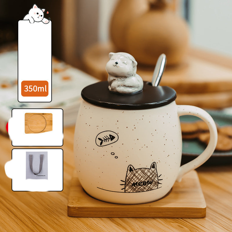Cute Mark Ceramic Cat Cup Porcelain