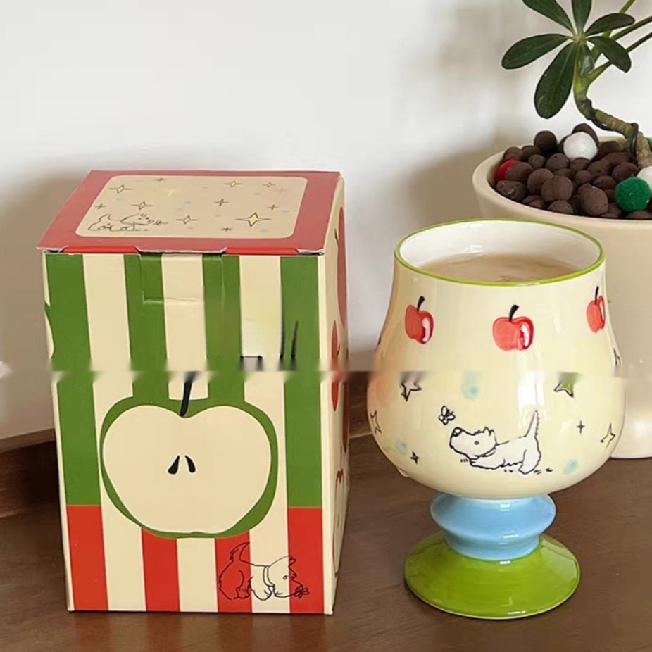 Red And Green Apple Puppy Ceramic Mug