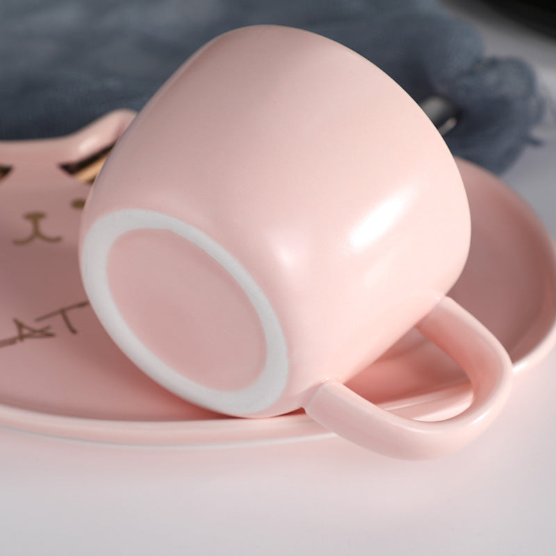 Cartoon Cat Cup And Dish Set