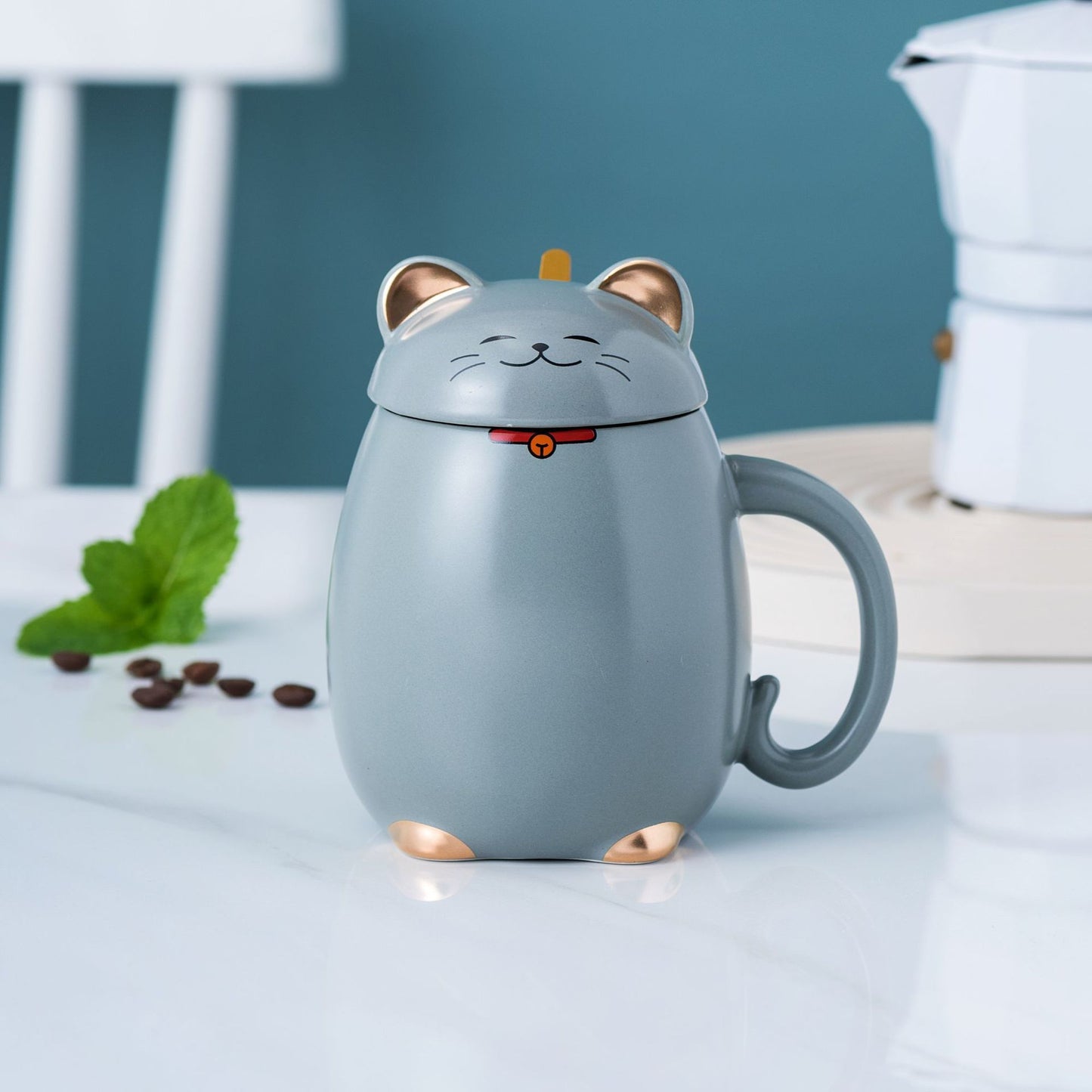 Ceramic Color Glaze  Cartoon Cat  Mug