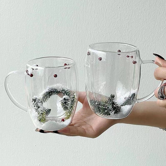 Christmas Snow Pine Branches Heat Resistant Mug