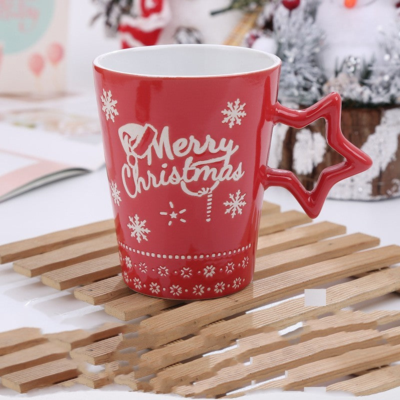 Cute Cartoon Snowman Santa Claus Ceramic Cup Christmas Mug
