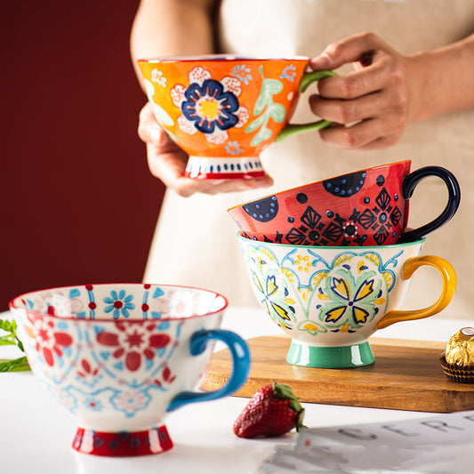 Large Capacity Creative Flowery Mug