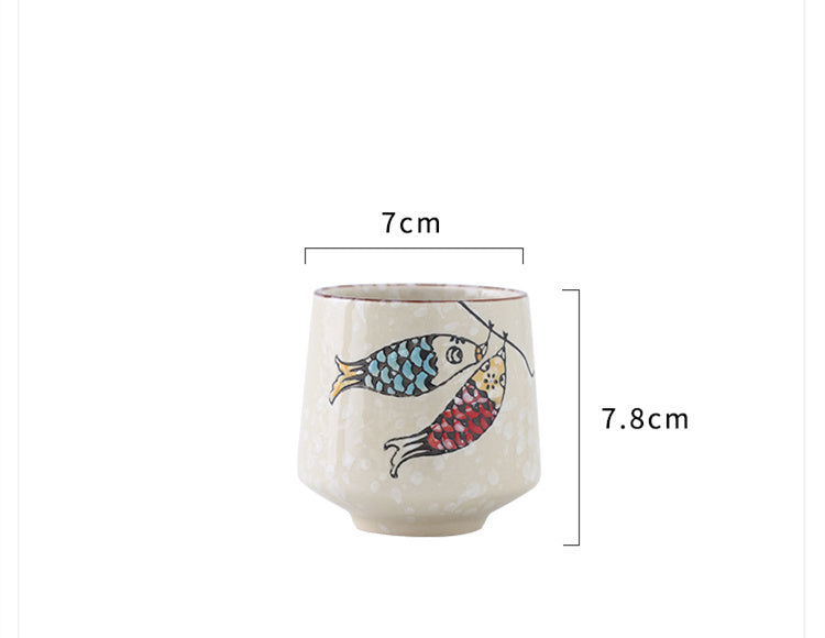 Underglaze Hand-painted Ceramic Drinking Fish Glass