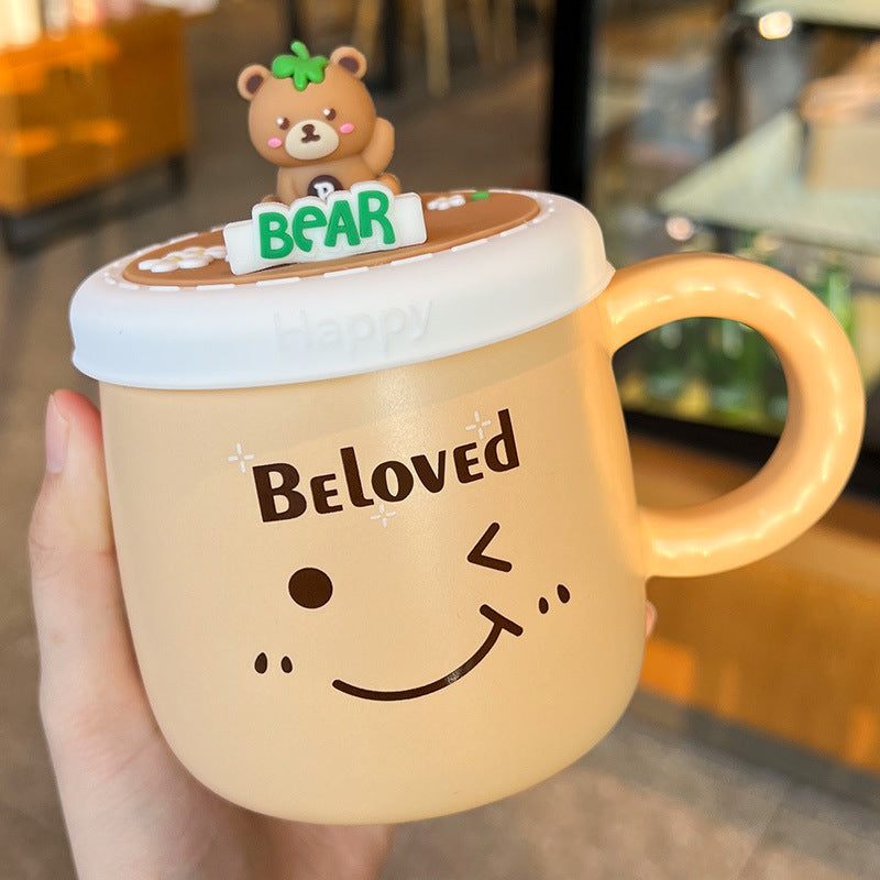 Women's Bear Mug With Lid Ceramic