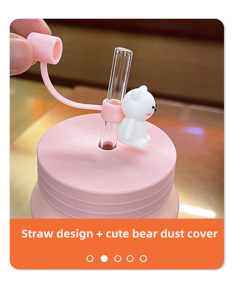 Ceramic Bear Mug with Lid & Straw